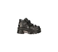New Rock M-215-S6 Unisex Metallic Black 100% Leather Goth Techno Biker Boots - black 36