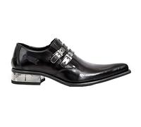 New Rock M-2246-S14 NEWMAN SHOES Black Leather Buckle Steel Heel - black 12