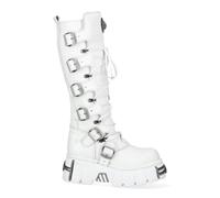 New Rock M-272-C69 Knee High White Leather Gothic Boots - EU 41