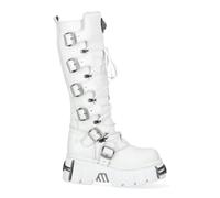 New Rock M-272-C69 Knee High White Leather Gothic Boots - EU 46