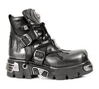 New Rock M.288-S2 Men's Black Leather Shoes (42 EU, Black)
