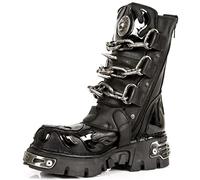 New Rock Unisex Black Spiked Mid-Calf Gothic Boots-727-S1 - Size EU 41