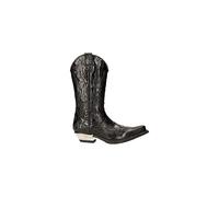 New Rock M-7921-S1 BLACK FLAME BOOTS Black Leather Heavy Biker Western Cowboy - black 7