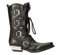 New Rock M-7993-S1 WESTERN COWBOY Black Leather Buckle Heavy Calf Boots 46