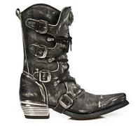 New Rock M.7993-S3 Boots Men's Leather Boots Vintage Black Dallas Leather