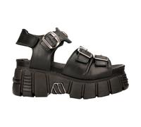 New Rock M-BIOS101-C2 Unisex Metallic Black 100% Leather Sandal Punk Rock Boots