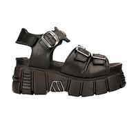 New Rock M-BIOS101-C2 Unisex Metallic Black 100% Leather Sandal Punk Rock Boots - black 41