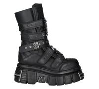 New Rock M-MET422-S1 Boots Unisex Black Leather Platform