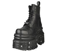 New Rock Boots MILI083CCT-C4 Unisex Metallic Black Leather Platform Military 10
