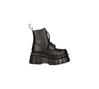 New Rock M-NEWMILI083-S21 TOWER COMBAT BOOTS Black Leather Platform Biker Shoes - black 7