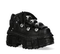New Rock M-OVERZ106B-C1 Chunky Unisex Metallic Black Goth Platform Ankle Boots (7, UK Footwear Size System, Adult, Men, Numeric, Wide, 7)