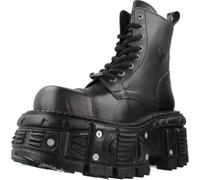 NEW ROCK BOOTS TANK083-C1 Real Leather Combat Black Platform Biker Military Shoe