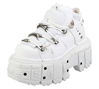 New Rock Unisex White Leather Gothic Punk Boots- M-TANK106-C1 - Size EU 42
