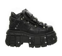 New Rock M-TANK106-C2 Unisex Black 100% Leather Goth Platform Space Shoes - Black 40
