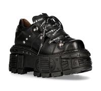 New Rock M-TANK120N Unisex Black 100% Leather Goth Platform Punk Metal Ankle Boots 38