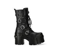 New Rock M-TM005-C3 Women's Platform Ankle Boots Black eventy Collection Gothic Punk Rock, Black/White, 7 UK