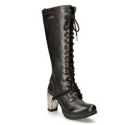 New Rock M-TR005-S1 Ladies Knee High Black Gothic High-Heeled Boots