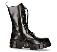 New Rock M-WALL027N-C2 Boots Black Leather Wall Rock Biker Mid-Calf Tower Boots - black 37