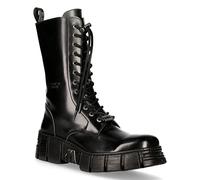 New Rock M-WALL027N-C2 High Boots Black Leather Wall Gothic Rock Biker Tower Calf Boots 6