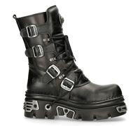 New Rock NEWROCK 373 S4 Metallic High Boots Black Leather Goth Biker Emo