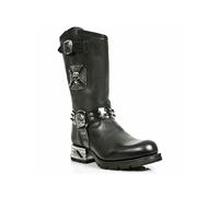 New Rock Men's Black Leather Gothic Cowboy Boots- MR030-S1 - Black - UK 6.5 | EU 40 | US 9