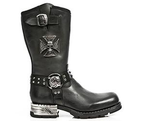 New Rock Mens Boots MR030-S1 Black Western 100% Leather Gothic Platform Riding Biker Shoes 44