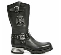 New Rock Mens Boots MR030-S1 Black Western 100% Leather Gothic Platform Shoes