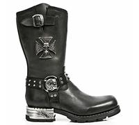 New Rock Mens Boots MR030-S1 Black Western 100% Leather Gothic Platform Shoes 45