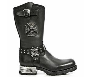 New Rock Mens Boots MR030-S1 Black Western 100% Leather Gothic Platform Shoes 45