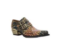 New Rock Mens Embossed Vintage Black Leather Buckled Shoes- M-7960-S14 - Size EU 46