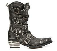 New Rock Men's Grey Dallas Leather Boots M.7993-S3