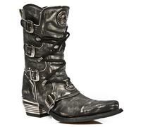 New Rock Mens Grey Dallas Leather Boots- M.7993-S3 - Size EU 44