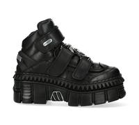 New Rock Boots WALL285-S3 Unisex Metallic Black Leather Platform Gothic Boots