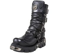 New Rock Boot Metallic M-107-s2 Unisex Black Platform Boots - 7.5 UK
