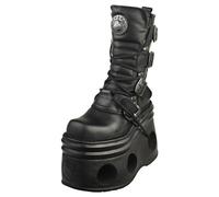 New Rock Metallic M-373-s94 Unisex Ankle Boots in Black - 3 UK