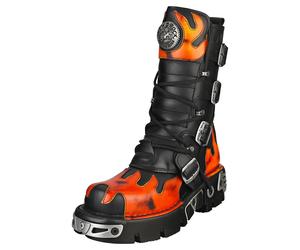 New Rock Metallic M-591-s16 Unisex Platform Boots in Black Red - 10 UK