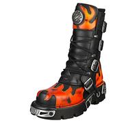 New Rock Metallic M-591-s16 Unisex Black Red Platform Boots - 7 UK