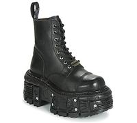 New Rock Unisex Black Leather Combat Platform Boots- TANK083-C1 - Size EU 39