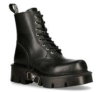 New Rock MILI-084N-S3 Black Gothic Boots Fashion Military Unisex 8 Hole Biker Shoes Goth