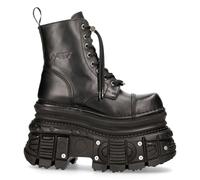 New Rock MILI083CCT-C4 Metallic Black Leather Military Boots
