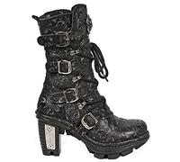 New Rock NEOTR005-S25 Vintage Floral Black Gothic Rock Punk Ladies Leather Boots - Black 4