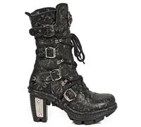 New Rock NEOTR005-S25 Vintage Floral Black Gothic Rock Punk Ladies Leather Boots - EU 39