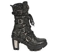 New Rock NEOTR005-S25 Vintage Floral Black Gothic Rock Punk Ladies Leather Boots - EU 40