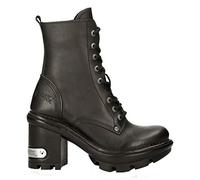 New Rock NEOTYRE07X-S1 GOTH ROCK Ankle BOOTS Black Leather Wild Biker Fashion Punk Shoes 38