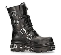 New Rock NEWROCK 373 S4 Metallic High Boots Black Leather Goth Biker Emo