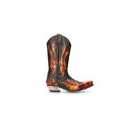 new rock Newrock Unisex 7921-S2 Leather WEST Black Red Cowboy Leather Boots