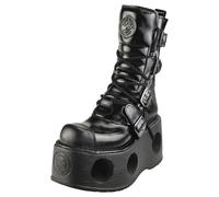 New Rock Patent Spring Neptuno Unisex Platform Boots in Black - 4 UK