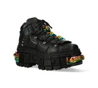New Rock Platform Leather Ankle Boots-WALL106-S23 - Black - UK 10 | EU 44 | US 11