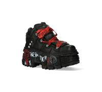 New Rock Unisex Punk Goth Leather Boots-WALL106-C9 - Black - Size EU 38