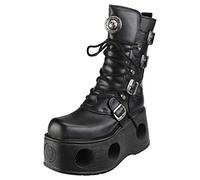 New Rock Space Metallic Neptuno Boots Unisex Black Platform Boots - 3 UK
